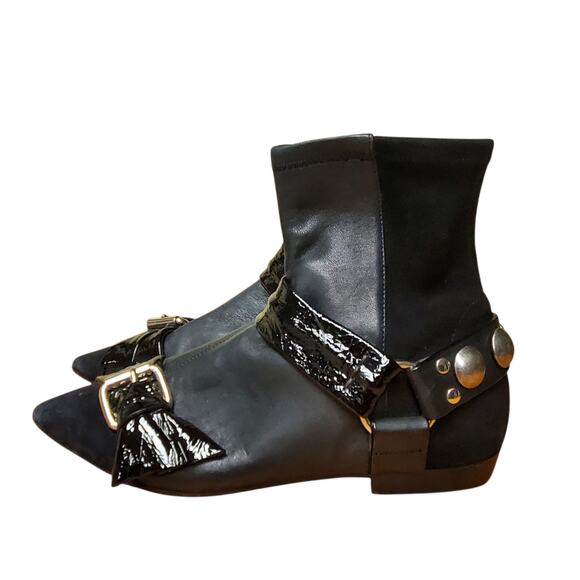 Isabel Marant Reidya Patent Paneled Leather And Suede Ankle Boots - Size 36 EU - Picture 4 of 8